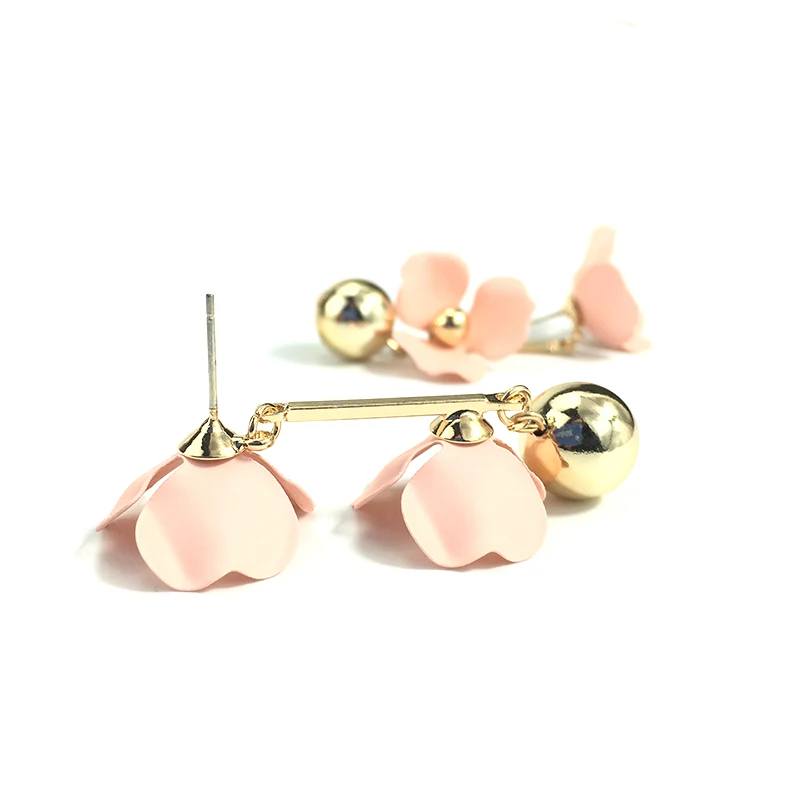 4 вида цветов Двойная покраска в форме цветка серьги-капли золотой шар с длинной