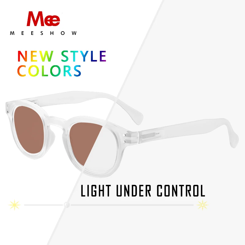 clear Photo Brown MEESHOW фотохромные солнцезащитные очки wo мужские солнцезащитные очки uv400 ретро очки по рецепту очки для чтения очки во французском стиле - Цвет оправы: clear Photo Brown