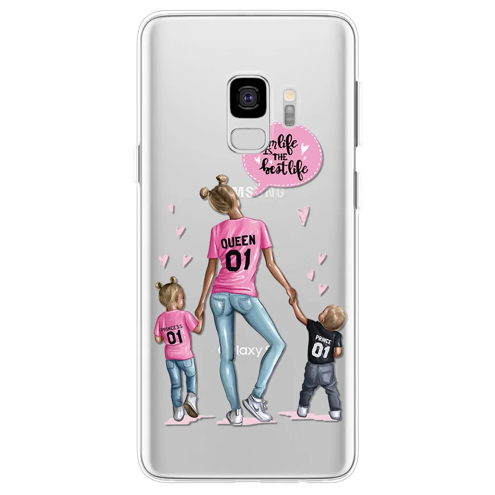Черный, коричневый Чехол для мамы и дочки, для samsung Galaxy J4 J6 Plus J8 J7 Duo Max J3, чехол из ТПУ для samsung J5, чехол - Цвет: 0c010101