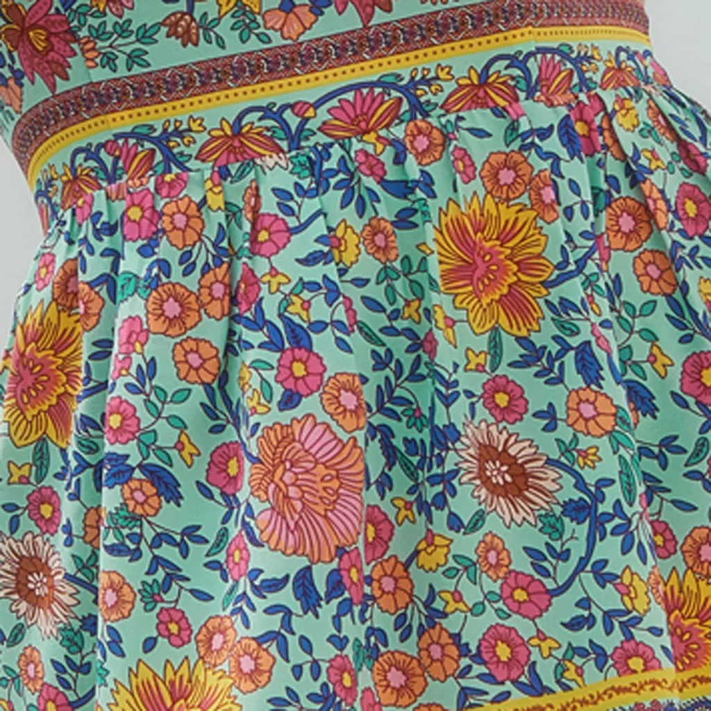 Летнее пляжное платье для путешествий женщин Повседневное без рукавов с принтом