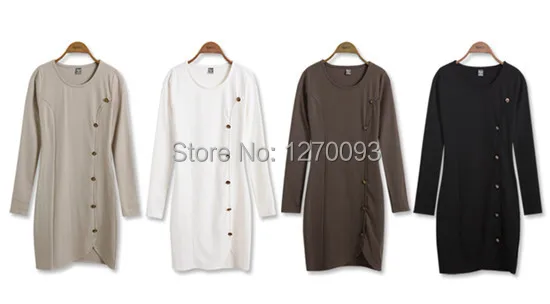 2015Winter warm dress Women Cotton Bottomed Winter Dress Ladies Evening Clothes Party gown Long Sleeve Button Casual | Женская одежда