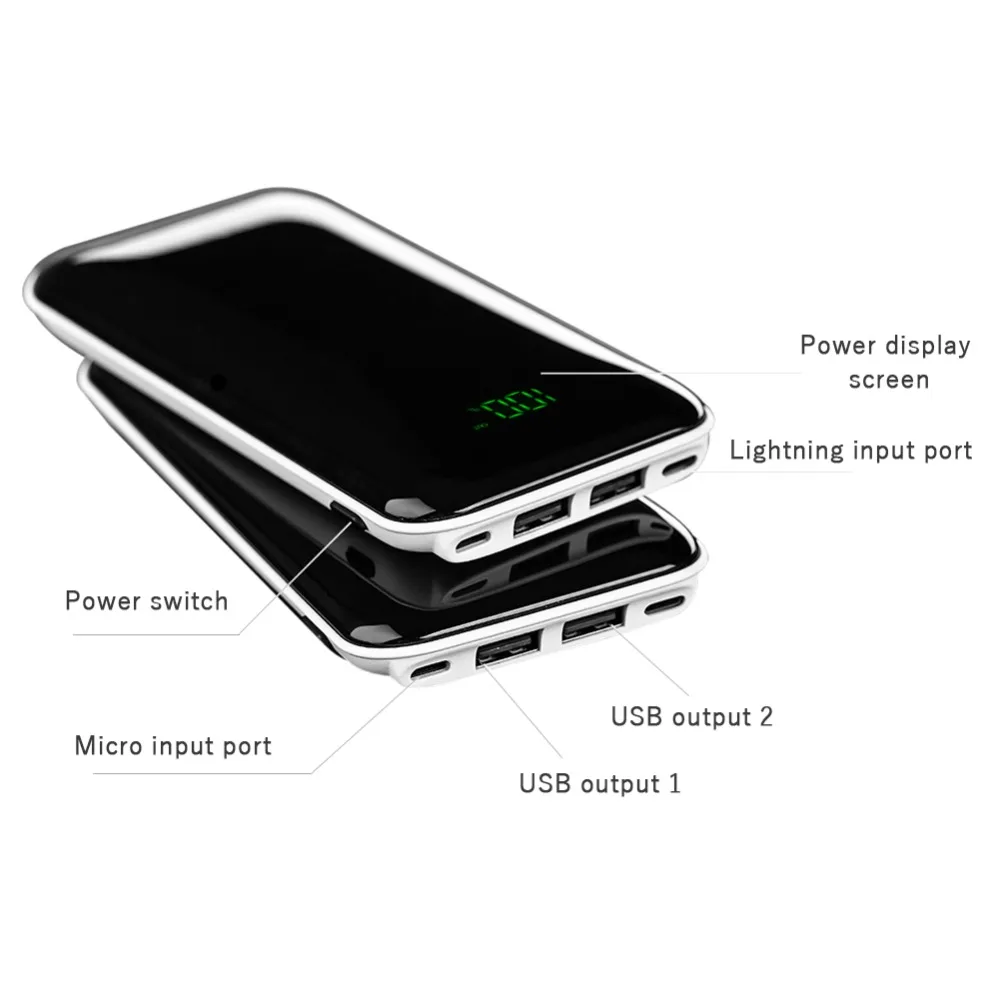 20000 мАч Внешний аккумулятор с двумя портами usb зарядное устройство для мобильного телефона Xiaomi Redmi iPhone X XS Poverbank