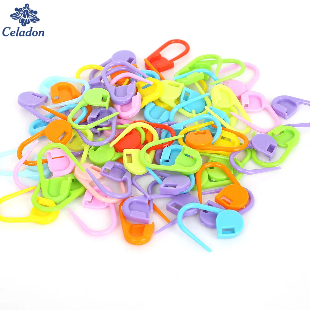 100 шт./лот Длина 22 мм случайные смешанные цвета пластиковые кольца для вязания