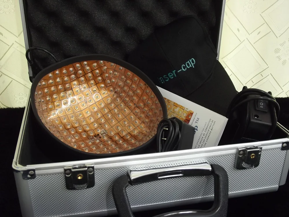 Лазерный колпачок для волос с алюминиевым чехлом. Лазерные диоды 144. Лечение