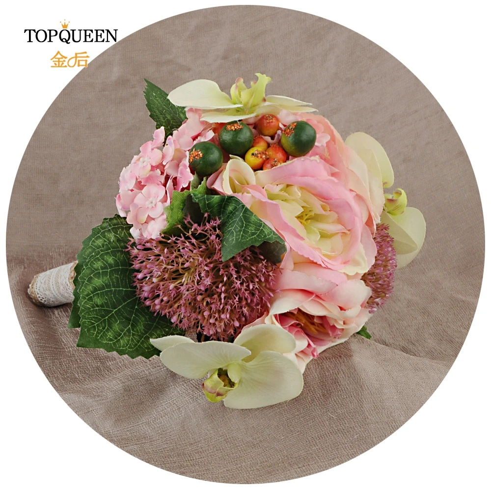 TOPQUEEN F18 розовый цветок Свадебный букет Розовый Свадебный букет китайские свадебные аксессуары Румяна розовые цветы цветок