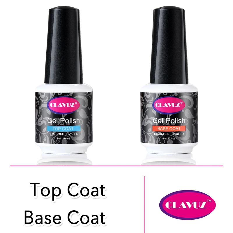 CLAVUZ 8 мл базовый слой геля Лаки Top Coat грунтовка 2 шт./лот Фонд УФ гель лак для ногтей