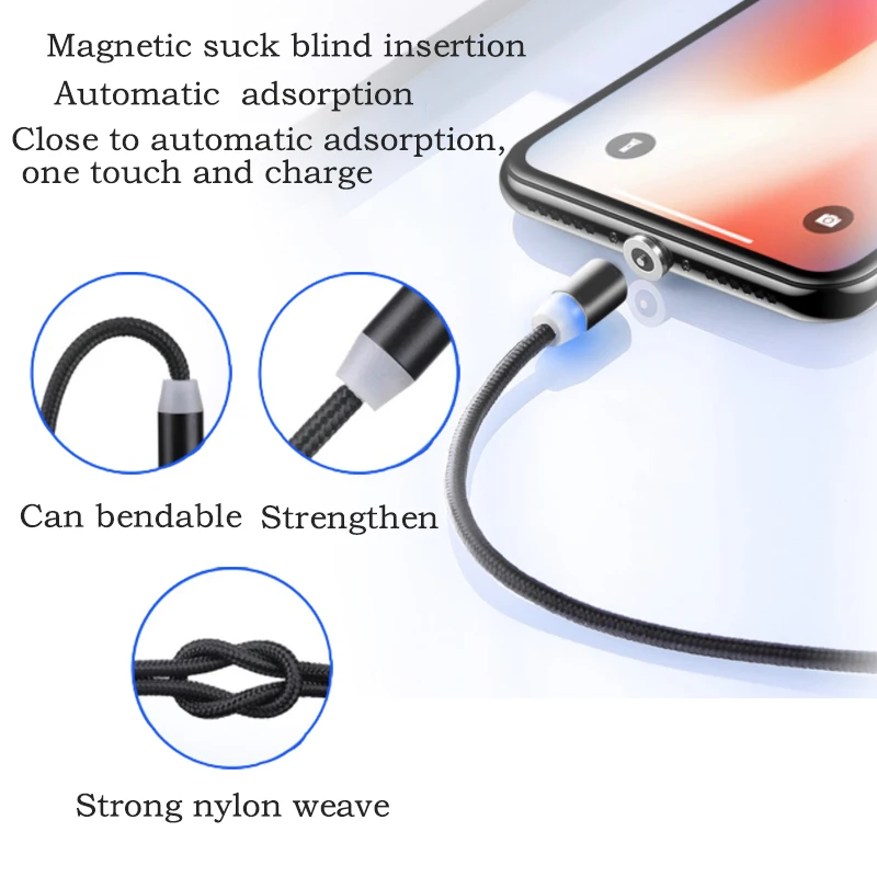 Orsda, магнитный USB кабель Lightning для быстрой зарядки мобильных телефонов, usb type C, магнитный кабель для зарядки и передачи данных, Micro usb кабель