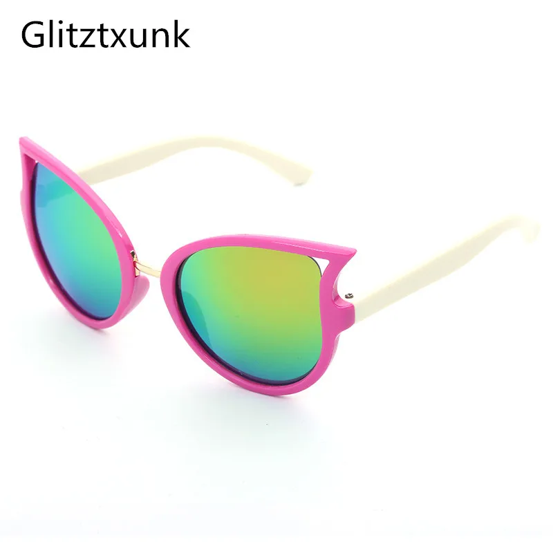 Новинка 2018 детские солнцезащитные очки Glitztxunk кошачий глаз для девочек и