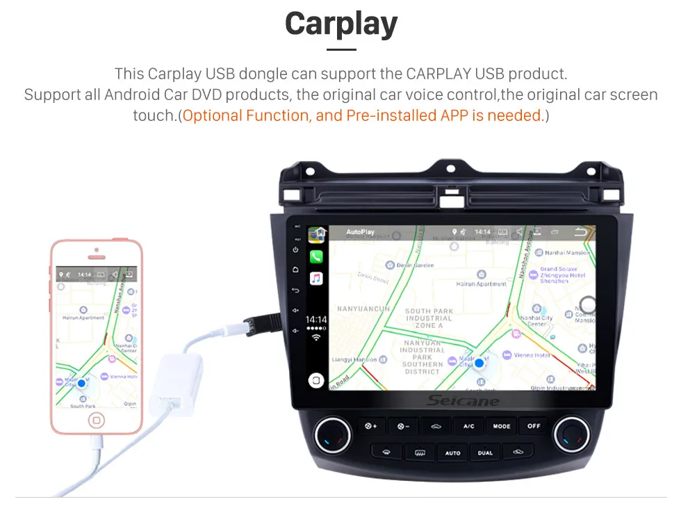 Seicane 10,1 Android 8,1 2Din четырехъядерный автомобильный Радио gps мультимедийный плеер головное устройство для Honda Accord 7 2003 2004 2005 2006 2007