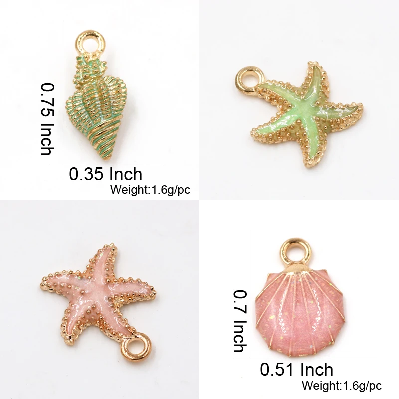 PULATU многоцветный ракушка Морская звезда для шармов браслет ожерелье кулон diy