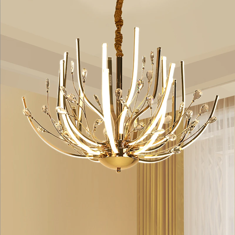 

Postmodern Luxury Simple K9 crystal Chandeliers Lighting LED Lustre Creative Living room Lamps Restaurant Lights Fixture
