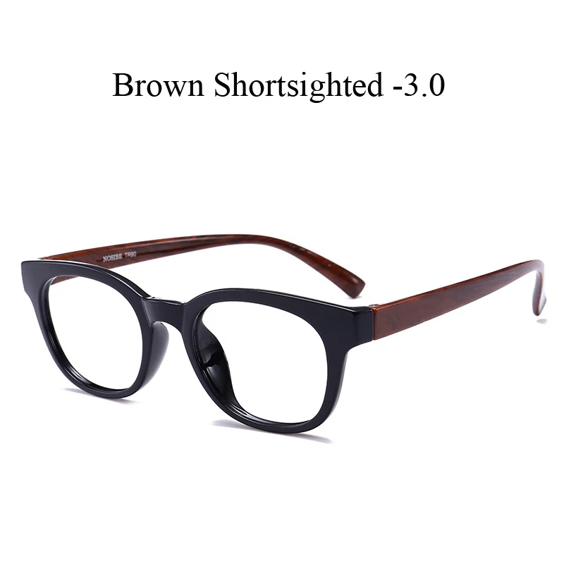 brown myopia 3.0 Zilead ультралегкое TR90 круглое готовое стекло для близорукости для женщин и мужчин близорукое с диоптрией-1.0to-4,0 - Цвет оправы: brown myopia 3.0
