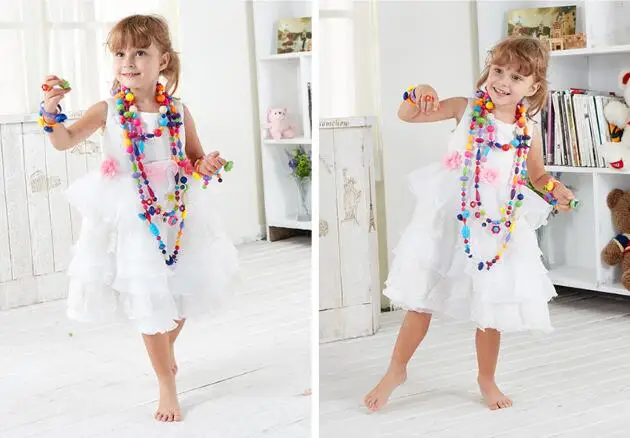 Pop-Arty бусины оснастки для детей Ювелирные Изделия Модный комплект DIY ожерелье и браслет Ремесла день рождения игрушка Подарки GYH