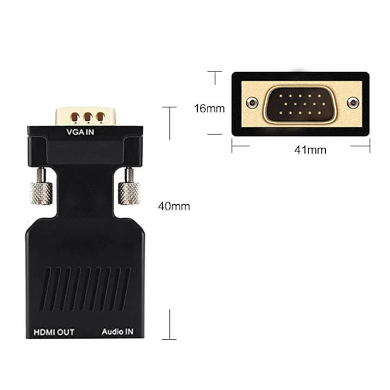 Urijk 1 шт. 40*16 мм HD VGA к HDMI разъемы Адаптер VAG с видео выходом 1080 P для ПК ноутбук