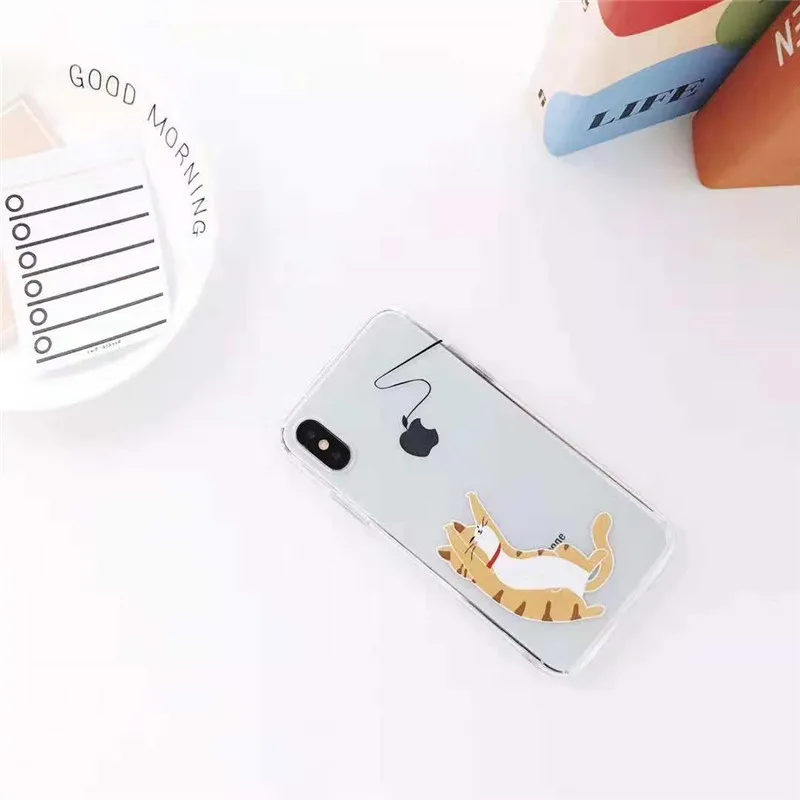 Милые играть кошка Ясно чехол для iPhone XS Max XR X 7 plus 8 6/s плюс мягкий ТПУ задняя крышка