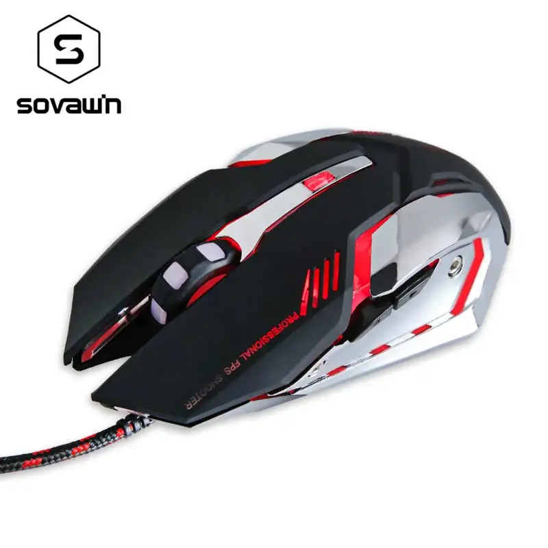 Sovawin компьютерная игровая мышь для ноутбука Проводная геймерская светодиодный