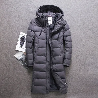 dark gray Европейский бренд Snowimage-40 градусов теплый зимний пуховик Мужские толстовки 120 см длинная толстая ветровка пальто размер 46-54 705A - Цвет: dark gray