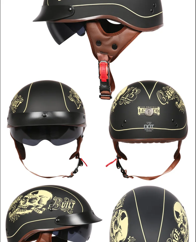 TORC T55 винтажный полушлем летний мото rcycle шлем Ретро скутер шлем Lucky 13 Cool Skull moto casco DOT утвержден capacete