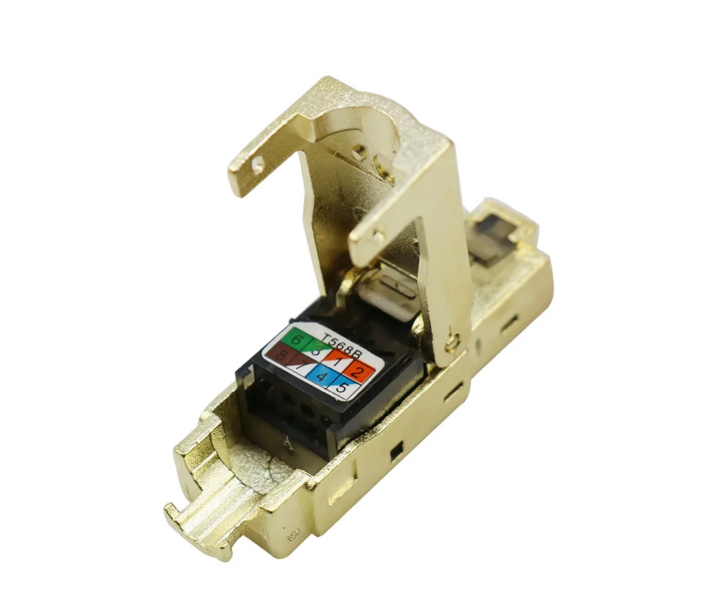Cat8 Cat.6A Cat7 RJ45 штекер экранированный литой металл легкое удаление Ethernet адаптер