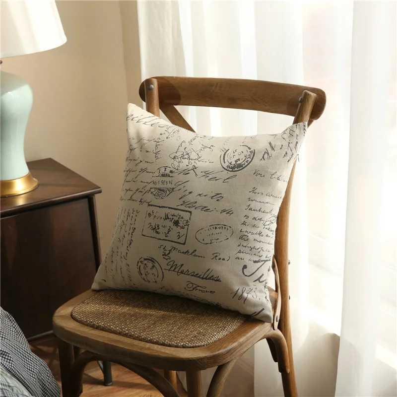 FLC наволочка из хлопка и льна с буквенным принтом декоративная домашний декор для