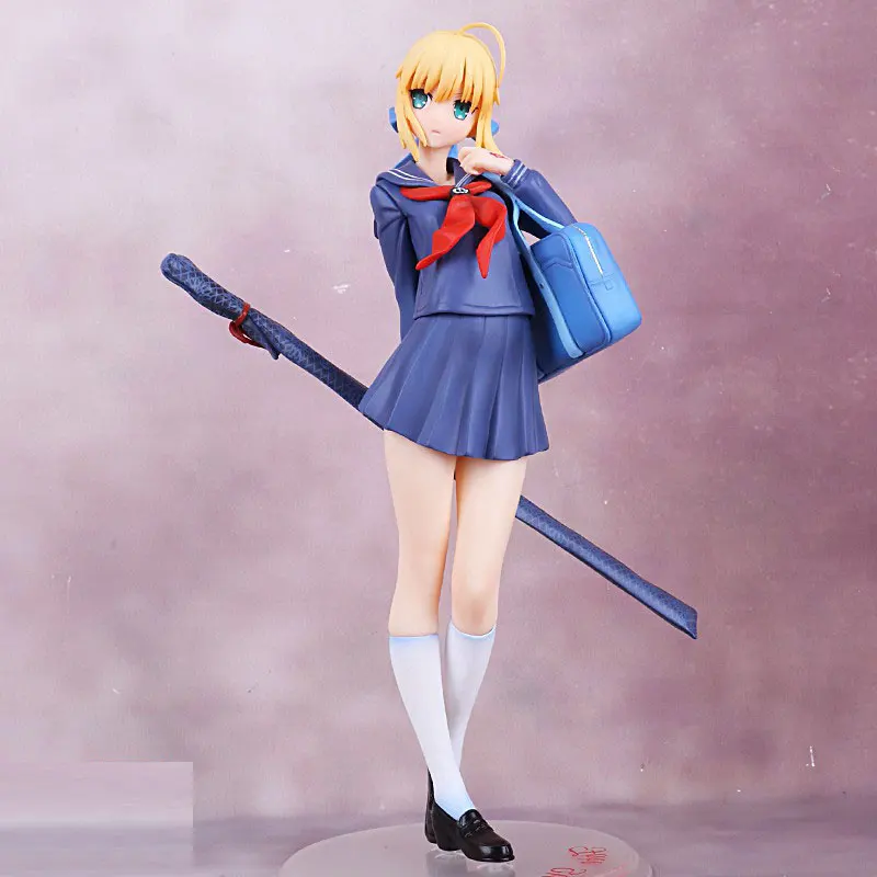 Аниме Фигурка bule saber 20 см Fate stay night Saber школьная форма стиль Фигурки игрушки