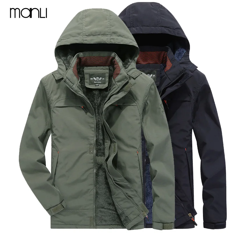 MANLI Men's Winter Fleece Thermal Hiking Jackets Outdoor Sports Windbreaker Trekking Camping Plus Size 4XL Coat | Спорт и