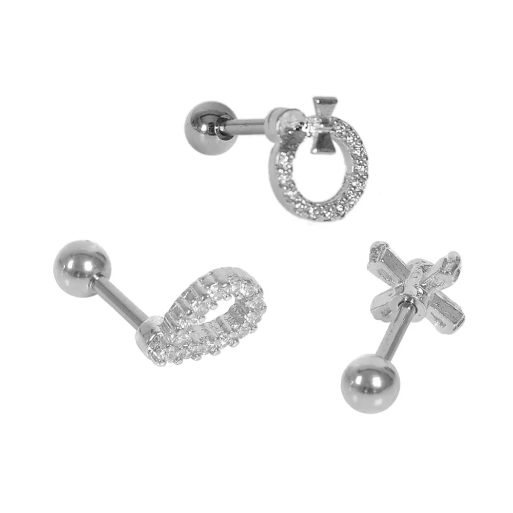 1Pcs Surgical Steel Crystal Different Design Ear Studs Cartilage Earrings Tragus Helix Piercing Gauges Lip Rings | Украшения и