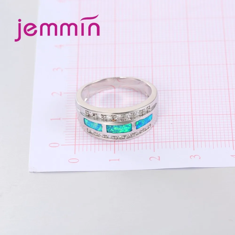 Женское кольцо стразы из серебра 925 пробы с голубым огненным опалом|ring ring|ring with