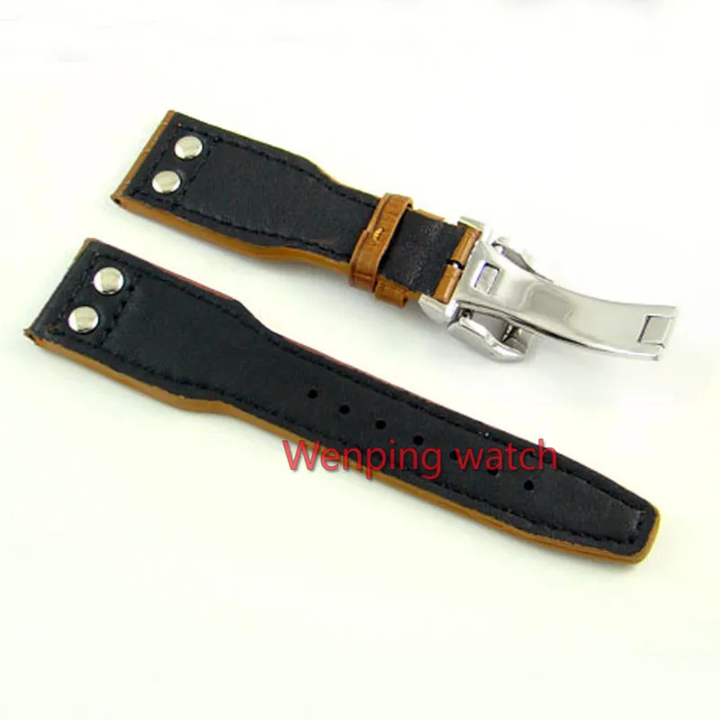 Ремешок для часов Parnis с пряжкой 24 мм черный ремешок из натуральной кожи круглым