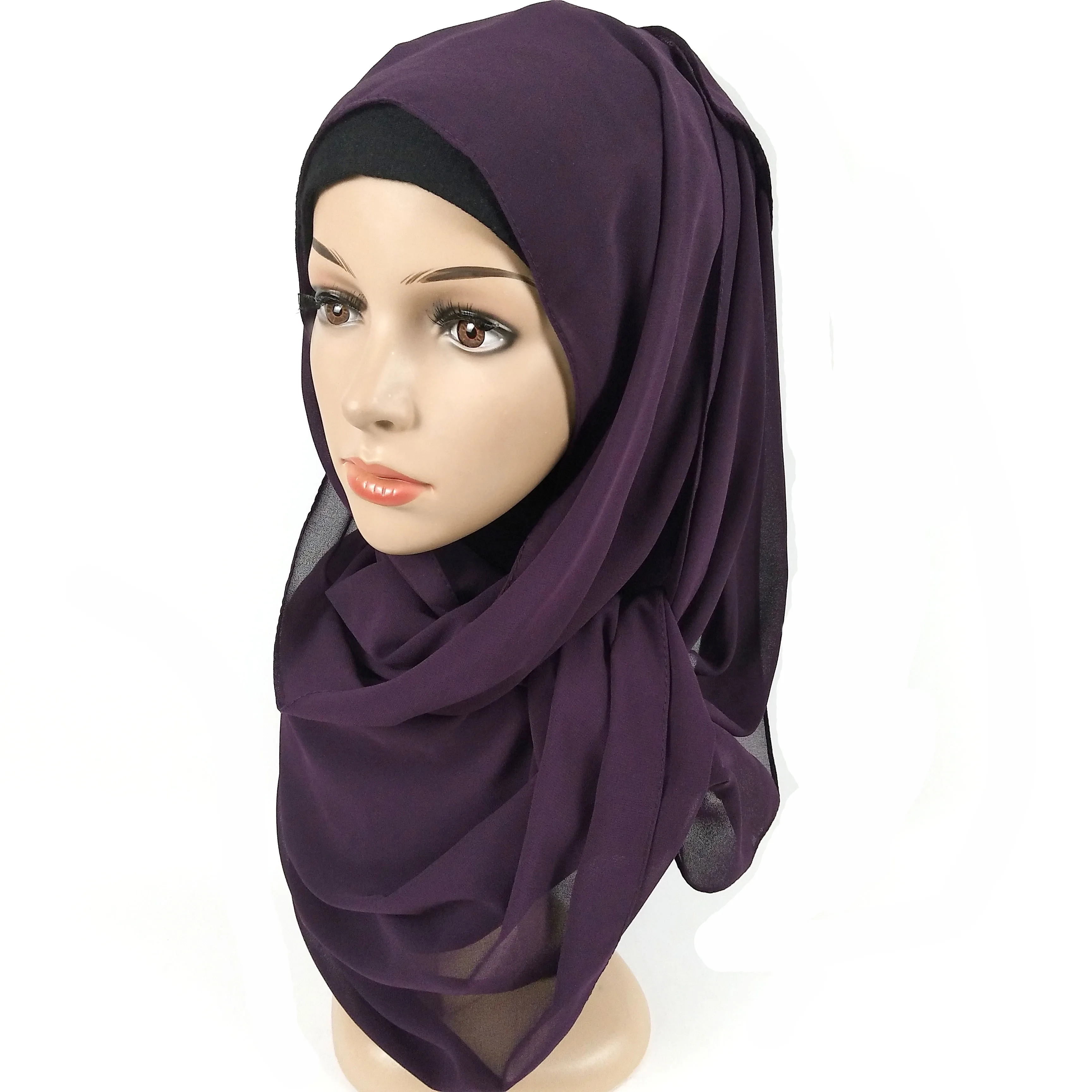 

A23 50pcs big size 180*85cm Top sale plain bubble chiffon hijab headband shawl summer muslim scarves scarf
