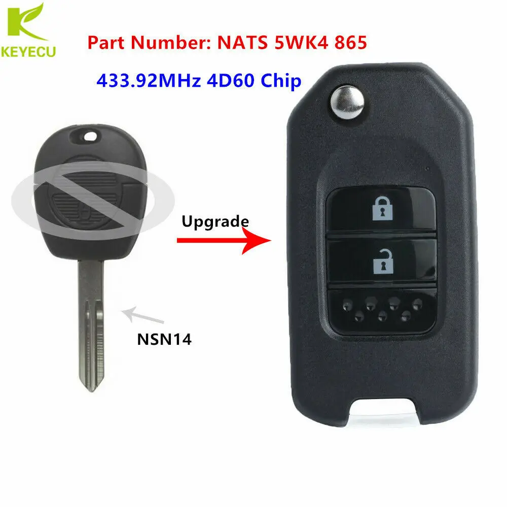 

Обновленный откидной дистанционный ключ KEYECU 433,92 МГц 4D60 для Nissan Almera/Micra/Primera/Patrol/X-Trail Terrano/Pulsar/Navara/Tino