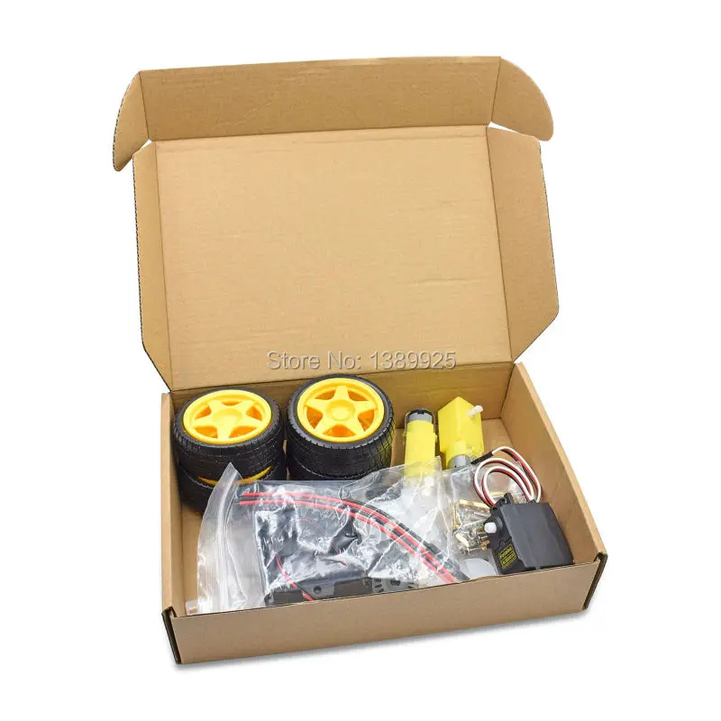 Steering engine 4 wheel 2 Motor Smart Robot Car Chassis kits DIY For Ar-duino | Электронные компоненты и
