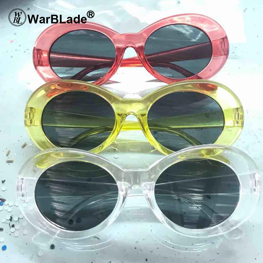 

Clout goggle Kurt Cobain glasses oval sunglasses ladies trendy 2018 hot Vintage retro sunglasses Women's white black eyewear UV