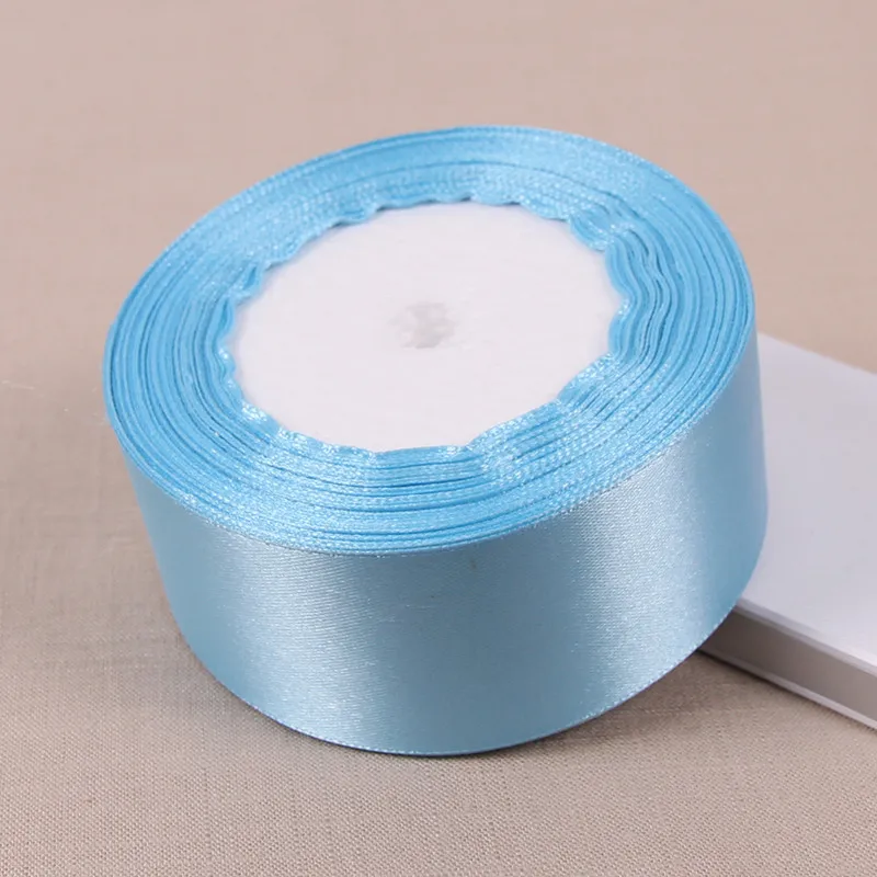 25 ярдов Небесно-Голубой шёлковый атласный ленточный Свадебный декор для