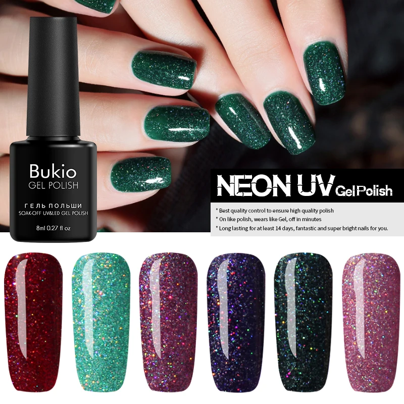 Bukio 19 цветов блестящая краска неоновая сияющая Лаковая УФ лампа полупостоянная