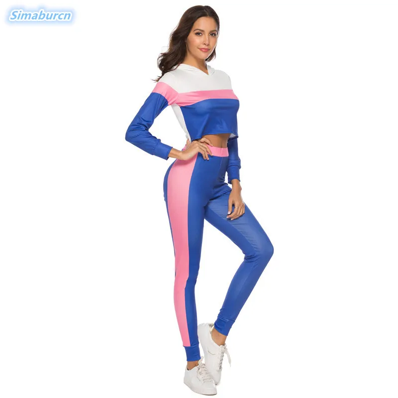 

Spring Summer Women Two Piece Clothing Set Hoodie Sweatshirt Sporting Top And Long Pant Set Female Workout Suit High Quality