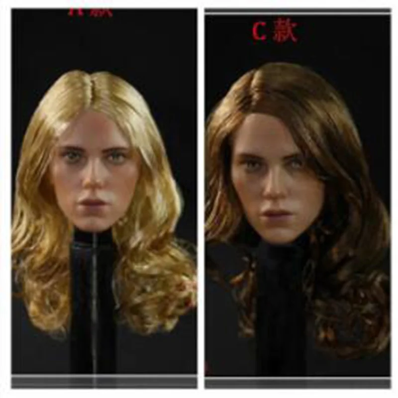 1/6 масштаб Женская Девушка Лепка головы Scarlett Черная Вдова длинные вьющиеся