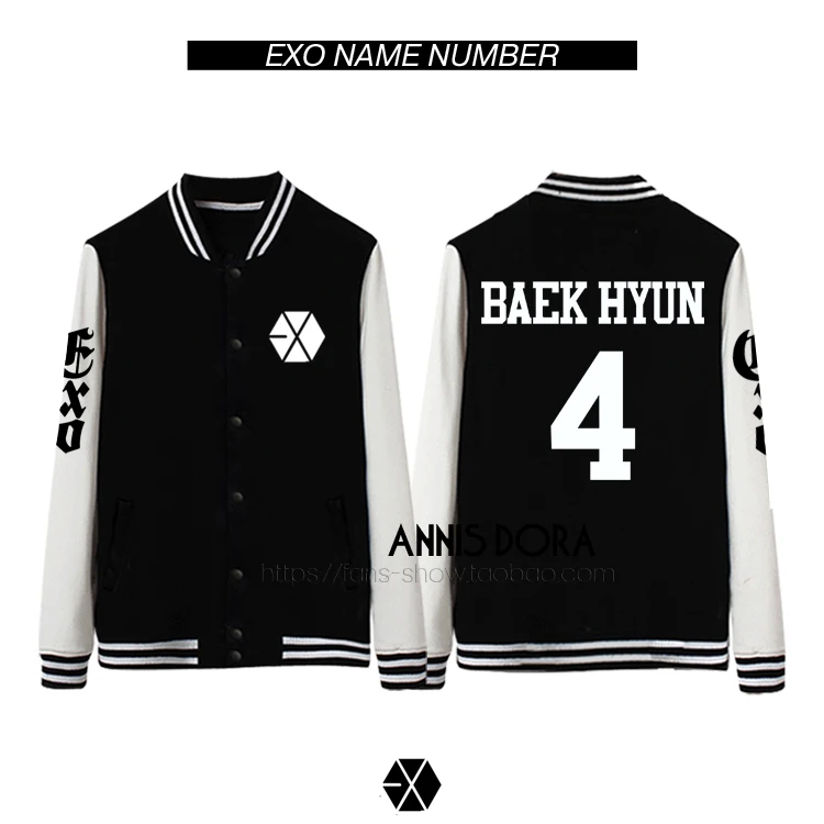 KPOP EXO LUHAN TAO KAI KRIS BAEKHYUN CHANYEOL CHEN SOHU SEHUN XIUMIN LAY DO name same style Thick Baseball Jacket | Мужская одежда
