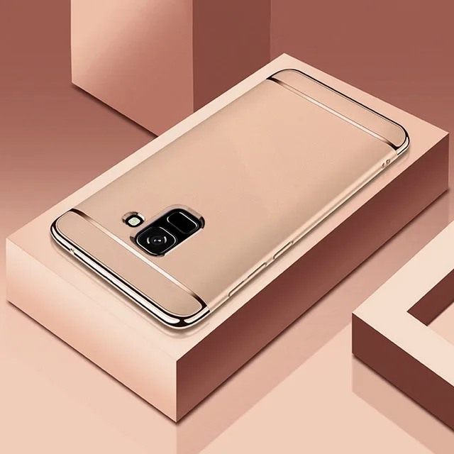 Золотой 3-в-1 Жесткий Чехол для samsung J4 J6 плюс Модные Позолоченные границы задняя крышка для samsung Galaxy J6 J4 Plus чехол для телефона - Цвет: Золотой