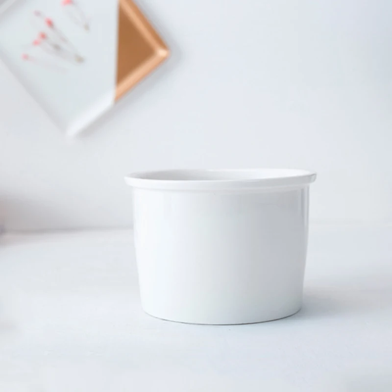 Planter Pots Indoo White Ceramic Round Bowl Large with Metal Stand/Bamboo Tray for Succulent Cactus New | Дом и сад