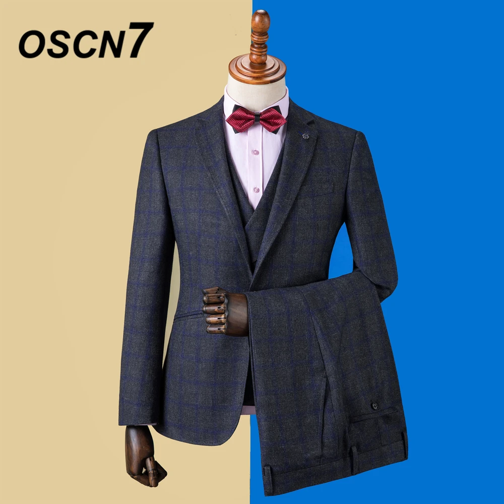 OSCN7 2019 клетчатые мужские костюмы на заказ приталенные для свадебной вечеринки