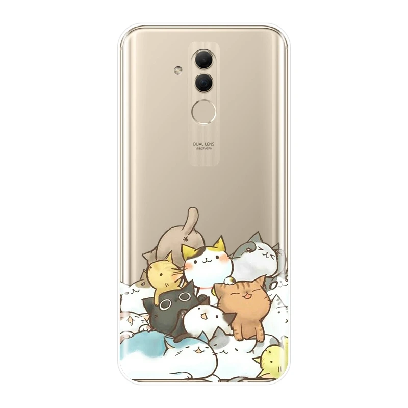 Задняя крышка для Huawei Mate 20 10 9 Lite Kawaii Cat Japan Cute Cartoon Girl мягкий силиконовый чехол