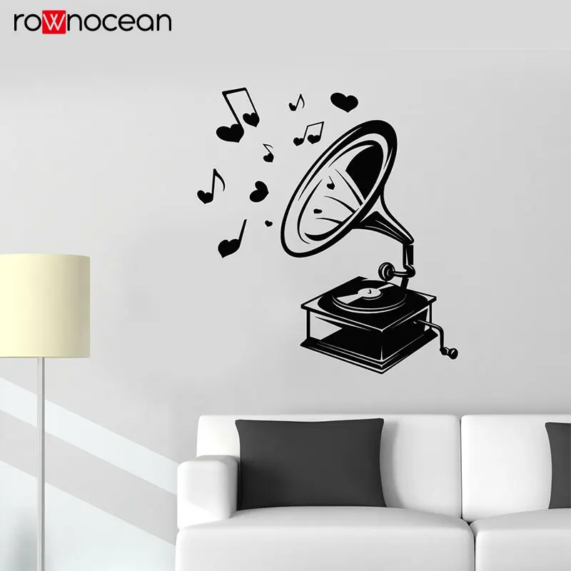 Винтажные Ретро музыкальные граммофон настенные наклейки виниловые домашний