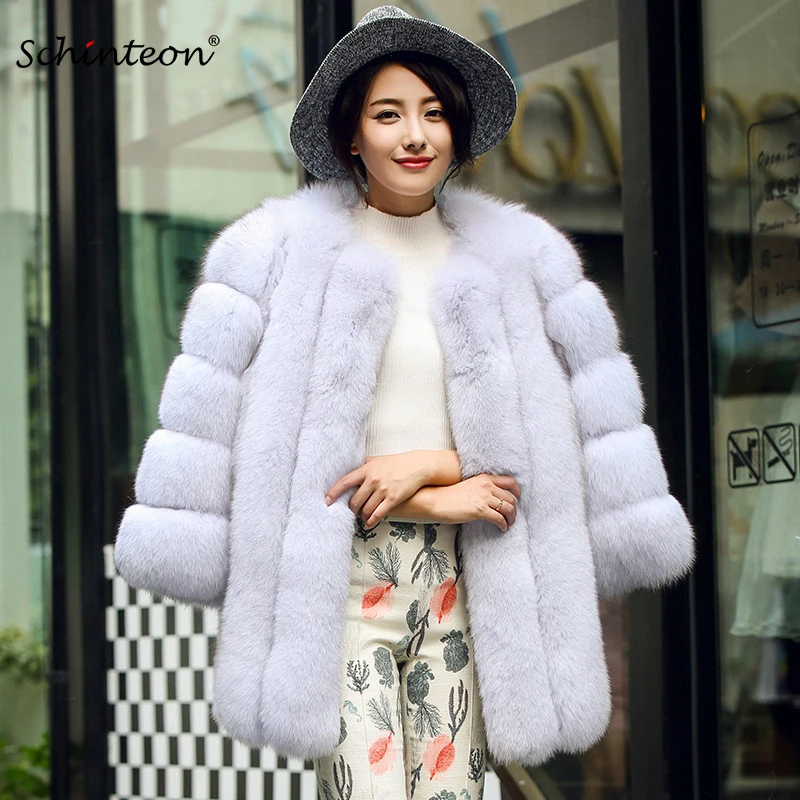 

Top Quality Women Winter Coat Long Outwear Jacket Warm Clothing Faux Fox Fur Coats Fashion Gift Custom Made