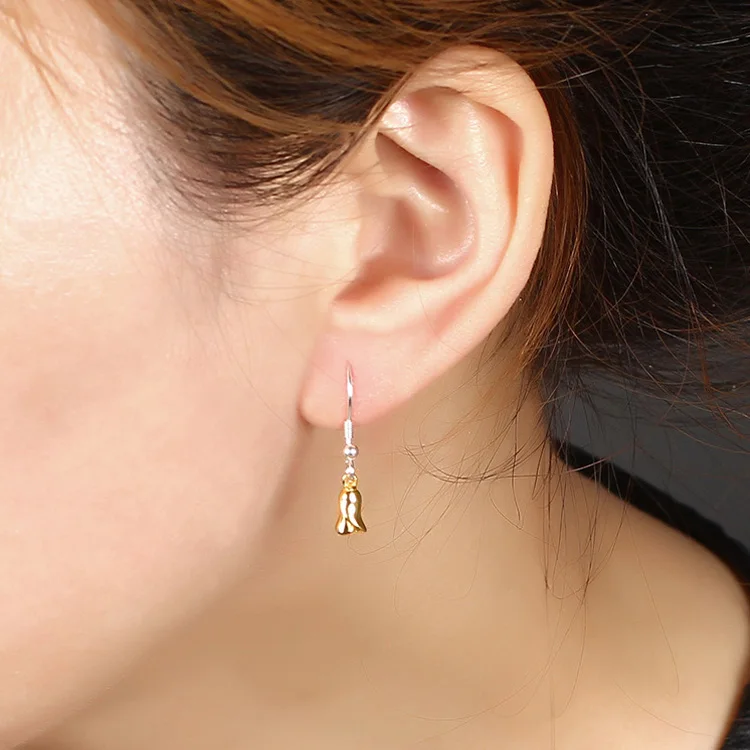 

Amxiu Handmade Rose Flower Earrings Two Tones 925 Sterling Silver Earrings For Women Girls Birthday Gift Hooks Earrings Jewelry