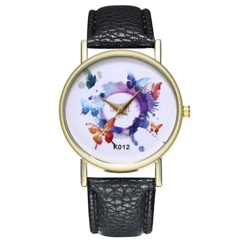 Фото 2018 Модные цветные женские часы с бабочкой креативные кварцевые новые наручные из