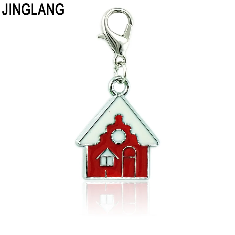 JINGLANG украшения на Рождество подвески с застежкой лобстером красной эмалью для