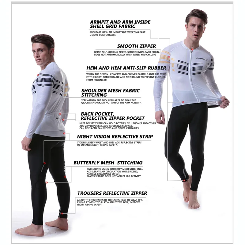 Трикотажный комплект PHMAX 2019 Pro с длинным рукавом для езды на велосипеде