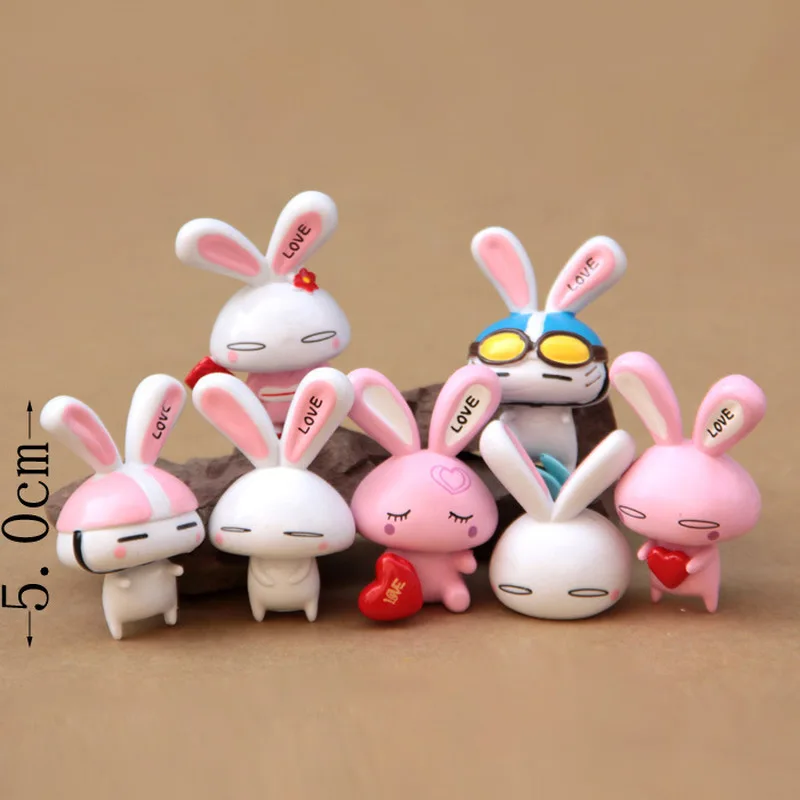 7 шт./компл. супер милая форма любимый кролик объятия Кролик Игрушка Фигурка