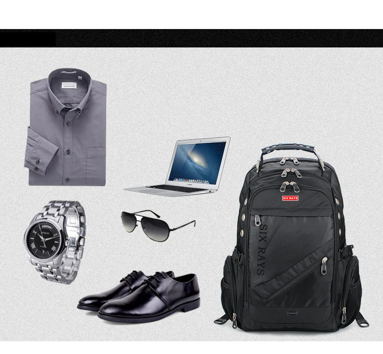 SIXRAYS Men Laptop Bag External USB Charge Computer Backpacks Anti-theft Men Waterproof Bags Women Backpack with Lock Raincover